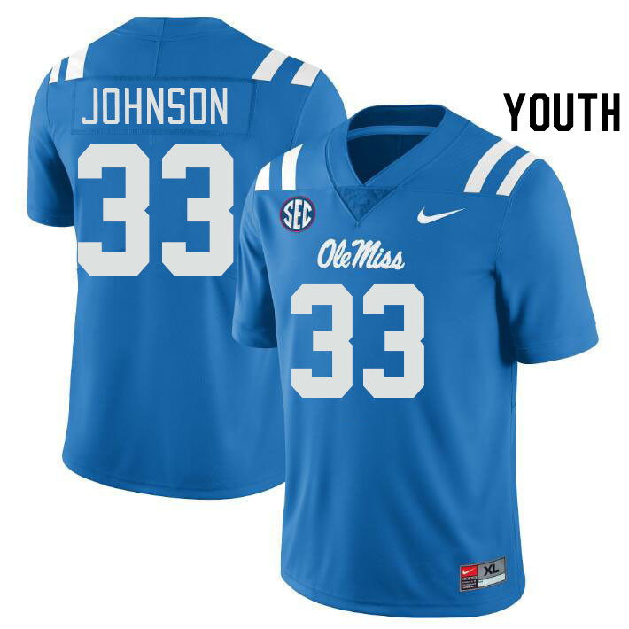 Youth #33 Antione Johnson Ole Miss Rebels College Football Jerseys Stitched Sale-Power Blue